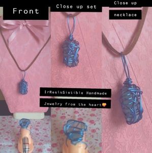 Blue Paradise💠 Sea glass necklace and ring set